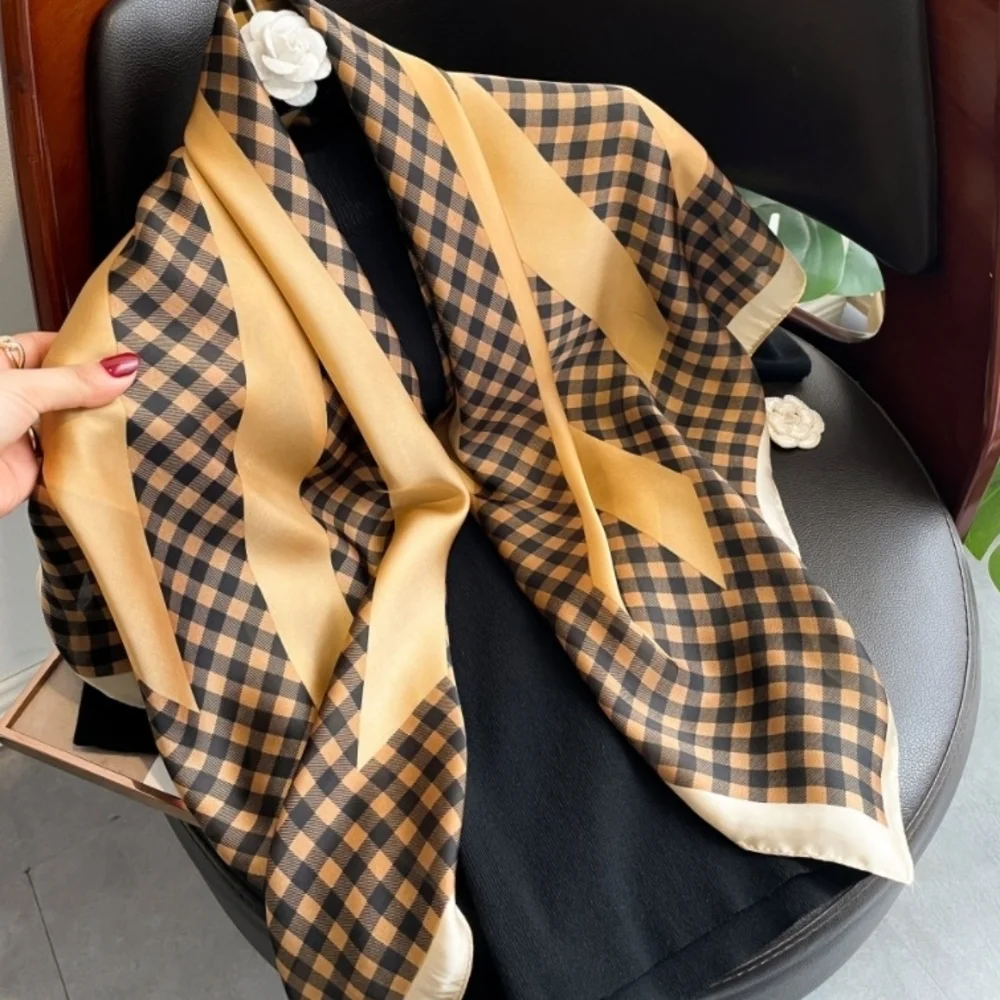 Miss Lucas Elegant Checkered Silky Scarf